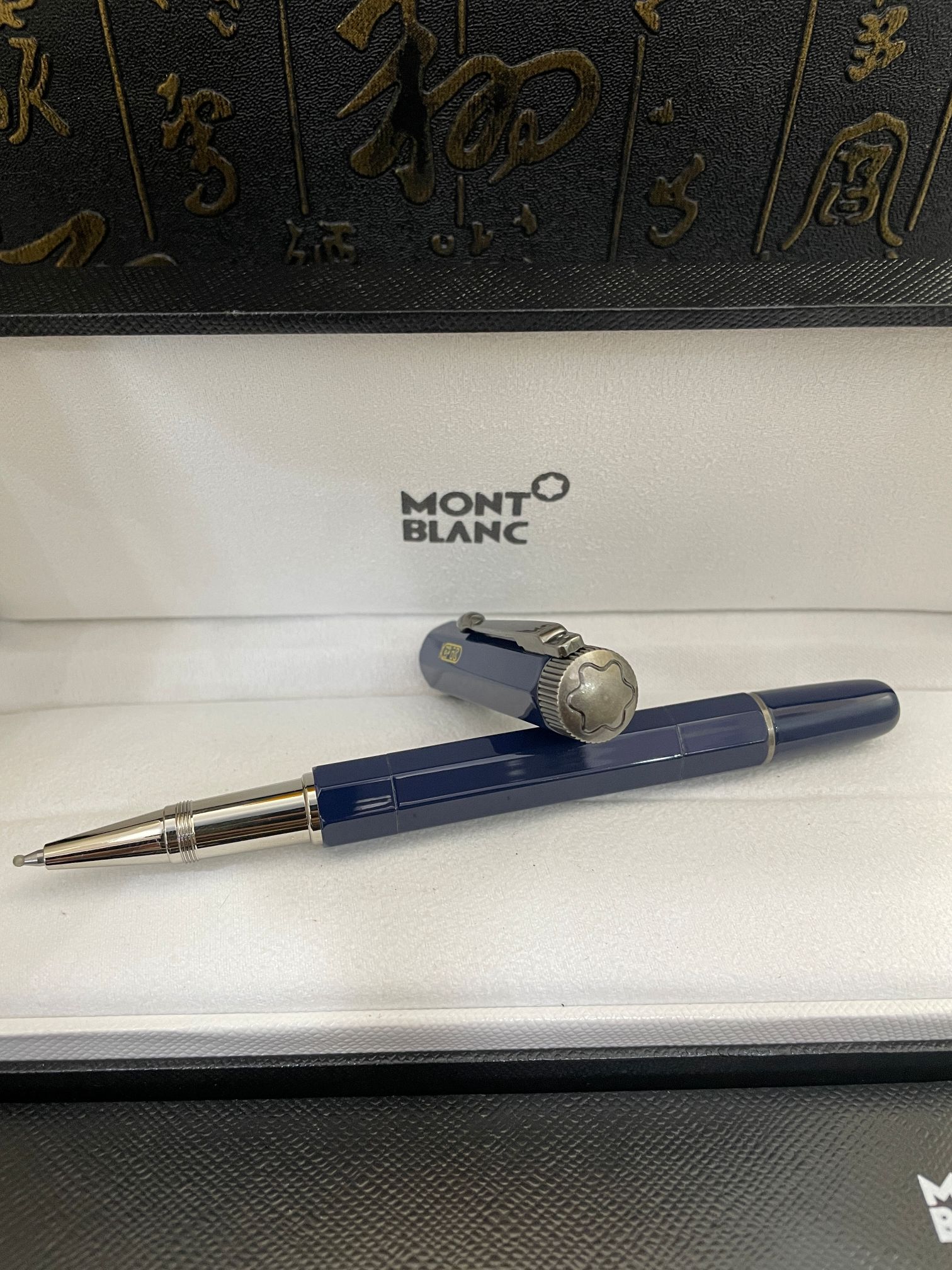 Copy Montblanc Heritage Egyptomania Rollerball Blue Barrel Silver Clip